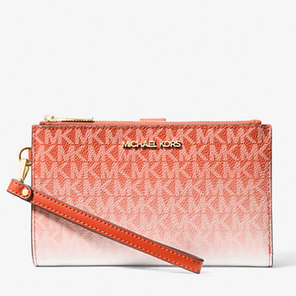 Michael Kors Jet Set Lg Ombré Signature Logo Wristlet Phone Holder Wallet
Red Cl